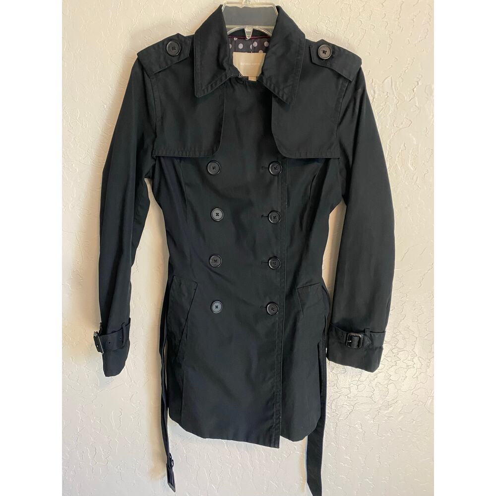 Banana Republic Women's Size S Trench Coat Belted Lined Double Breasted Black